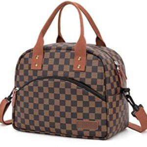 Checkered Brown and Tan Handbag
